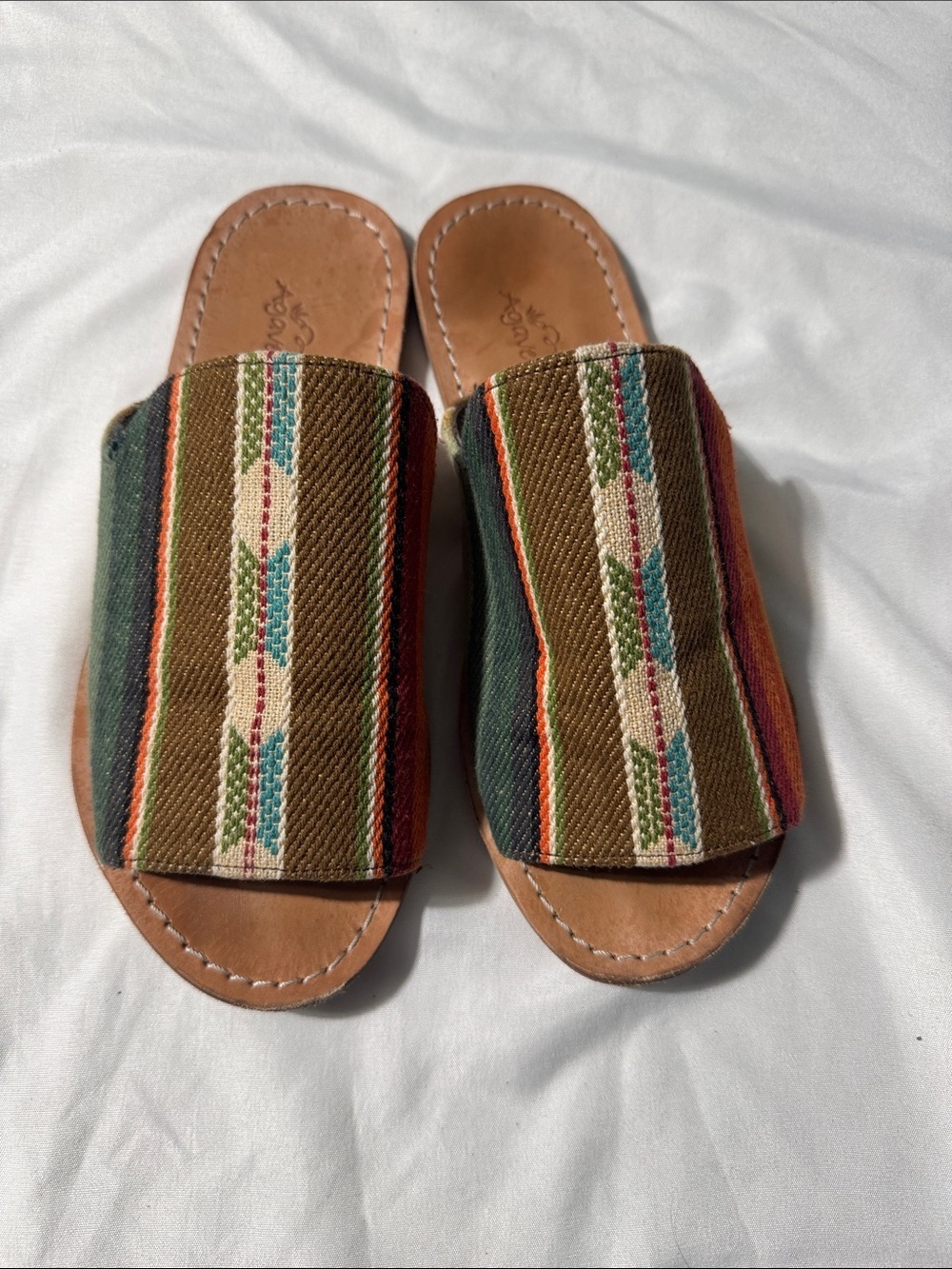 Agave Sky Slide Sandals Size 8 Southwestern Woven Design Boho. Festival Earthy